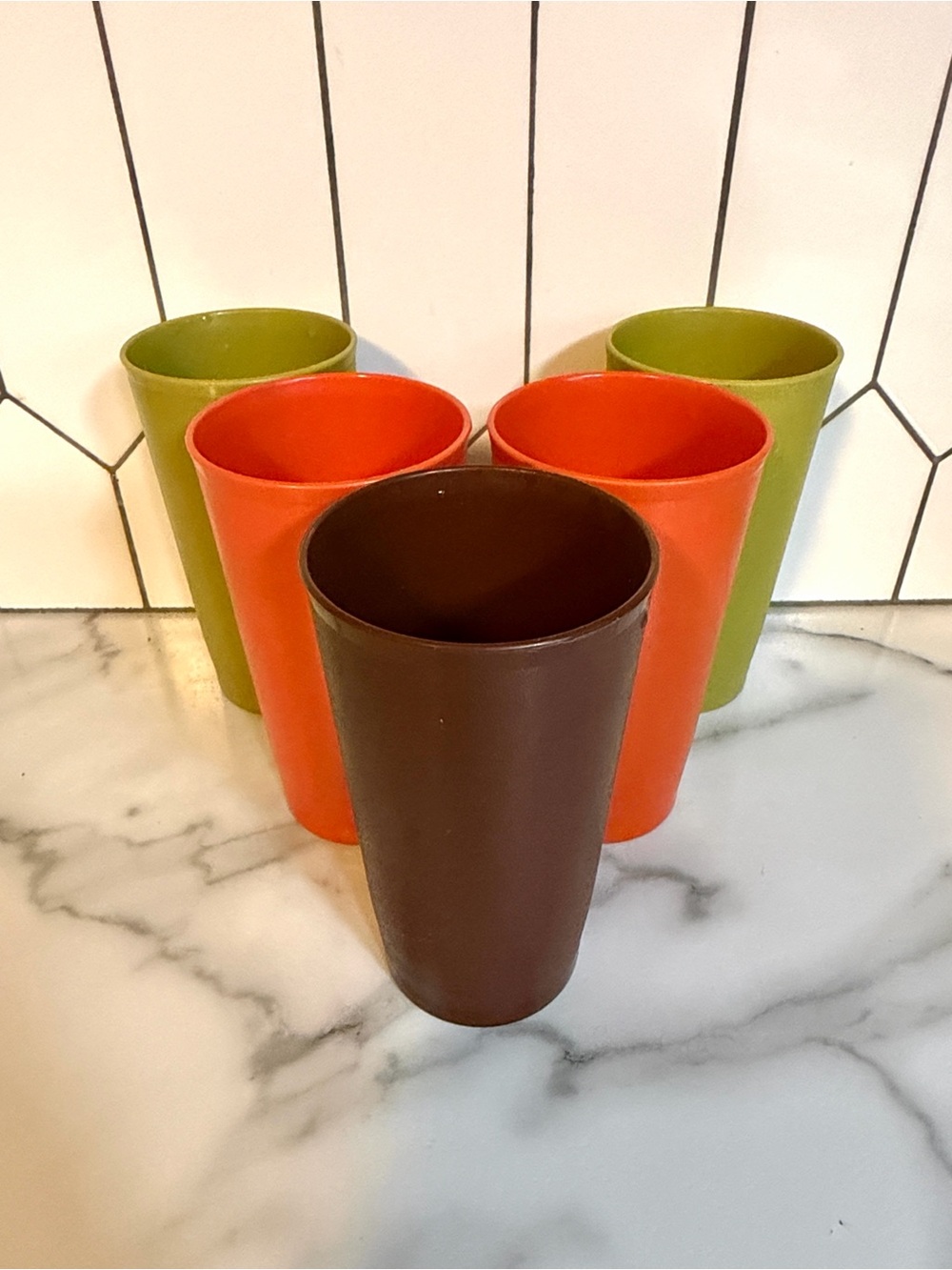 5 Vintage Tupperware 12 oz Tumblers #873